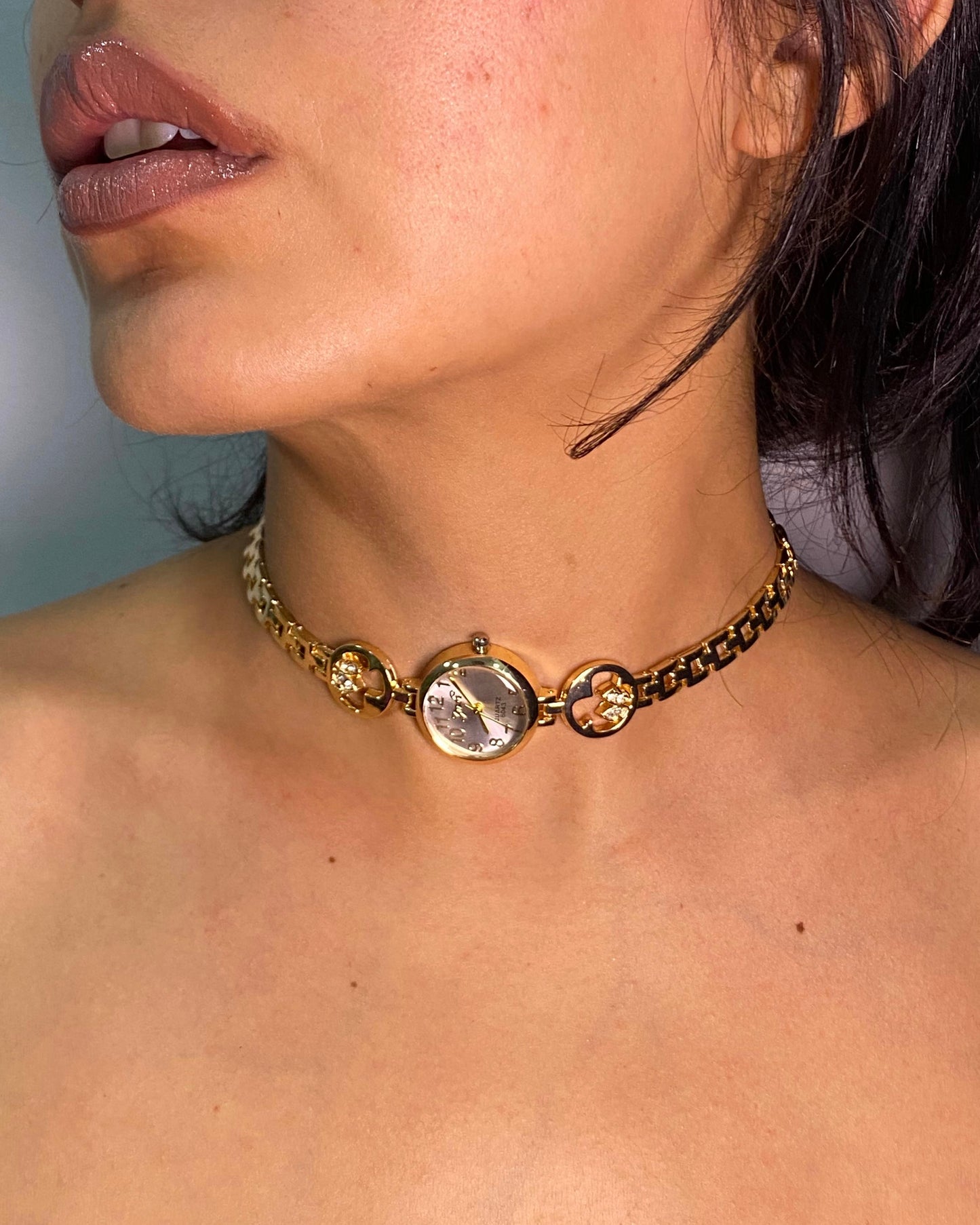 choker reloj rose-gold