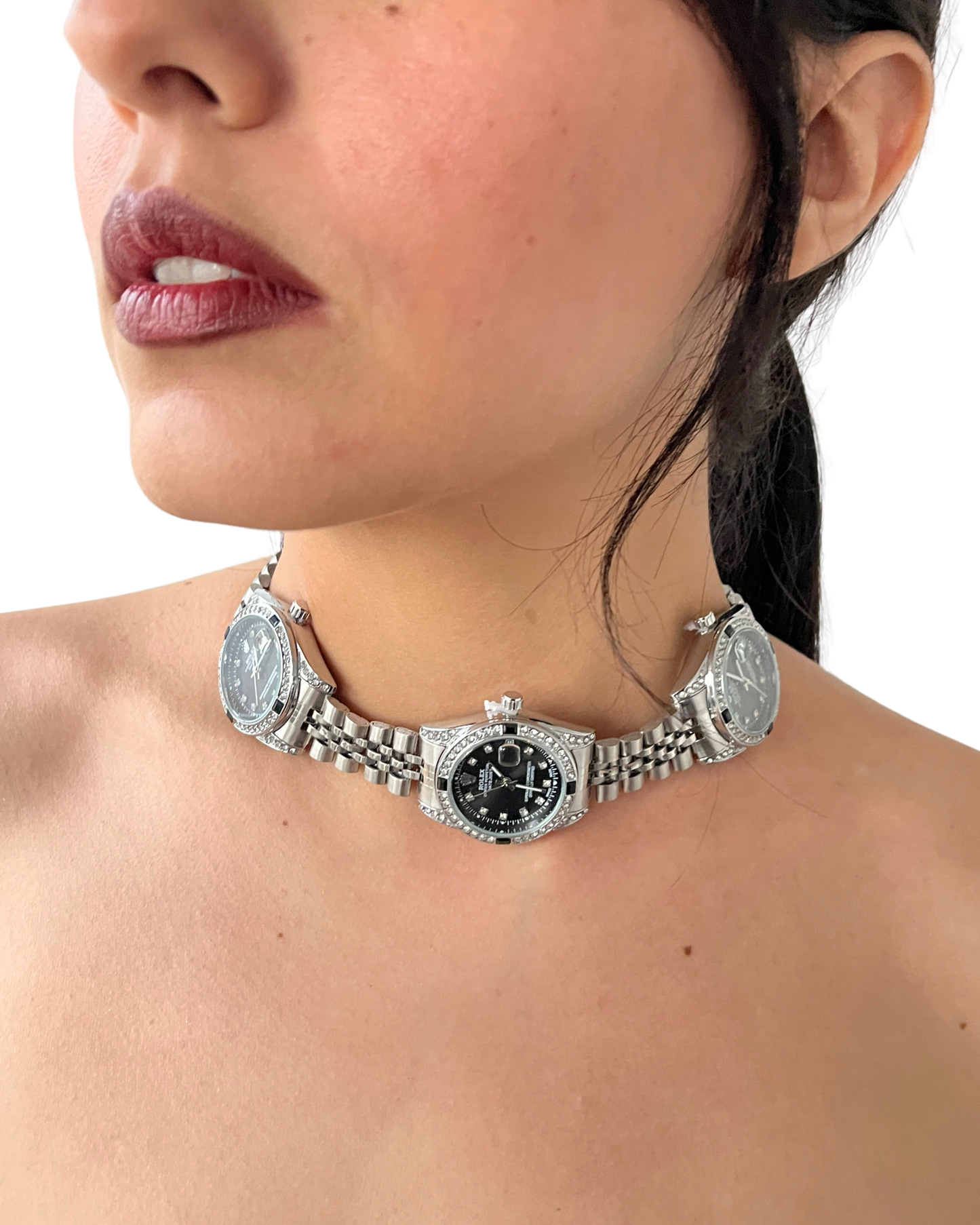 collar TRÍO rolex negro
