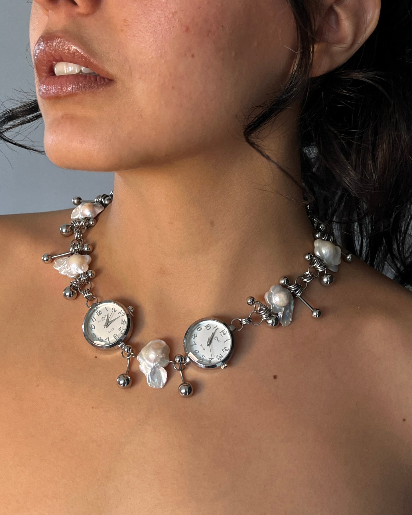 collar reloj perlas XL