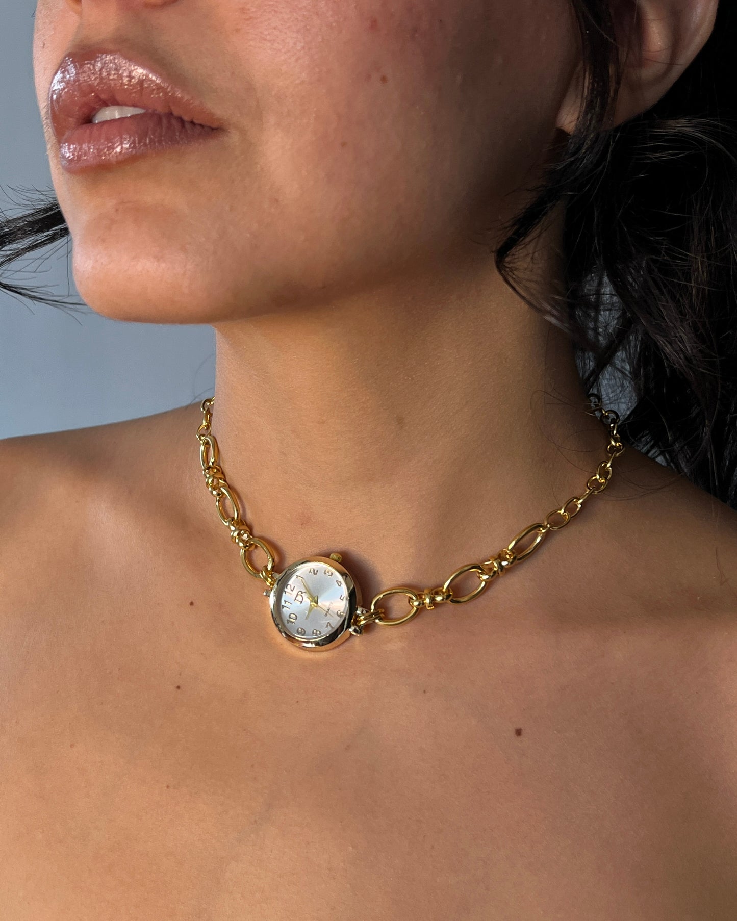 collar reloj gold link