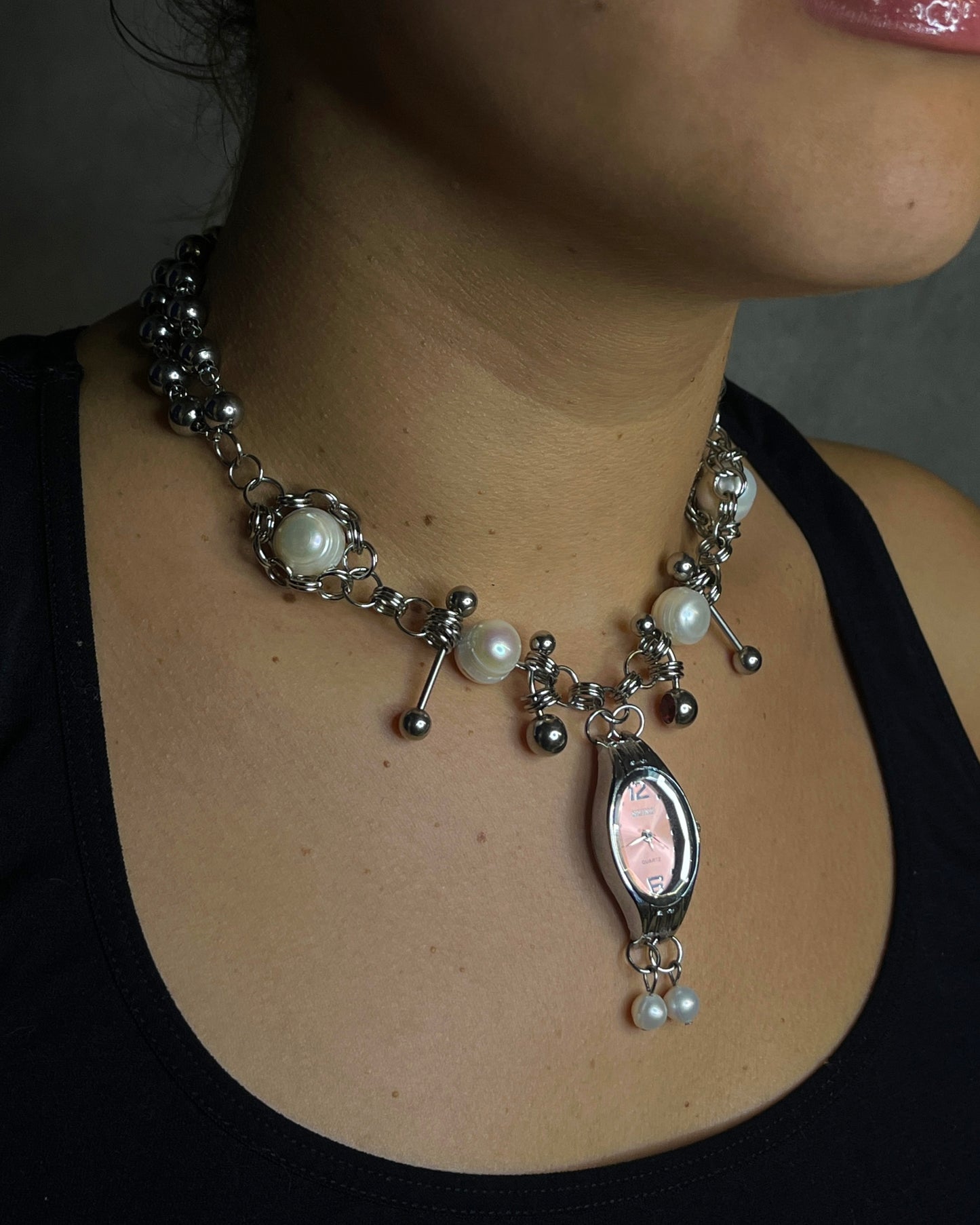 collar reloj PINK MIST