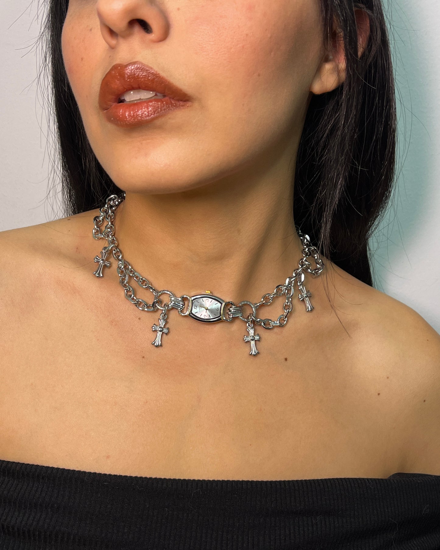 collar CROSS plateado