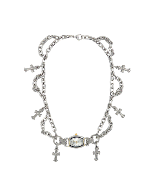 collar CROSS plateado